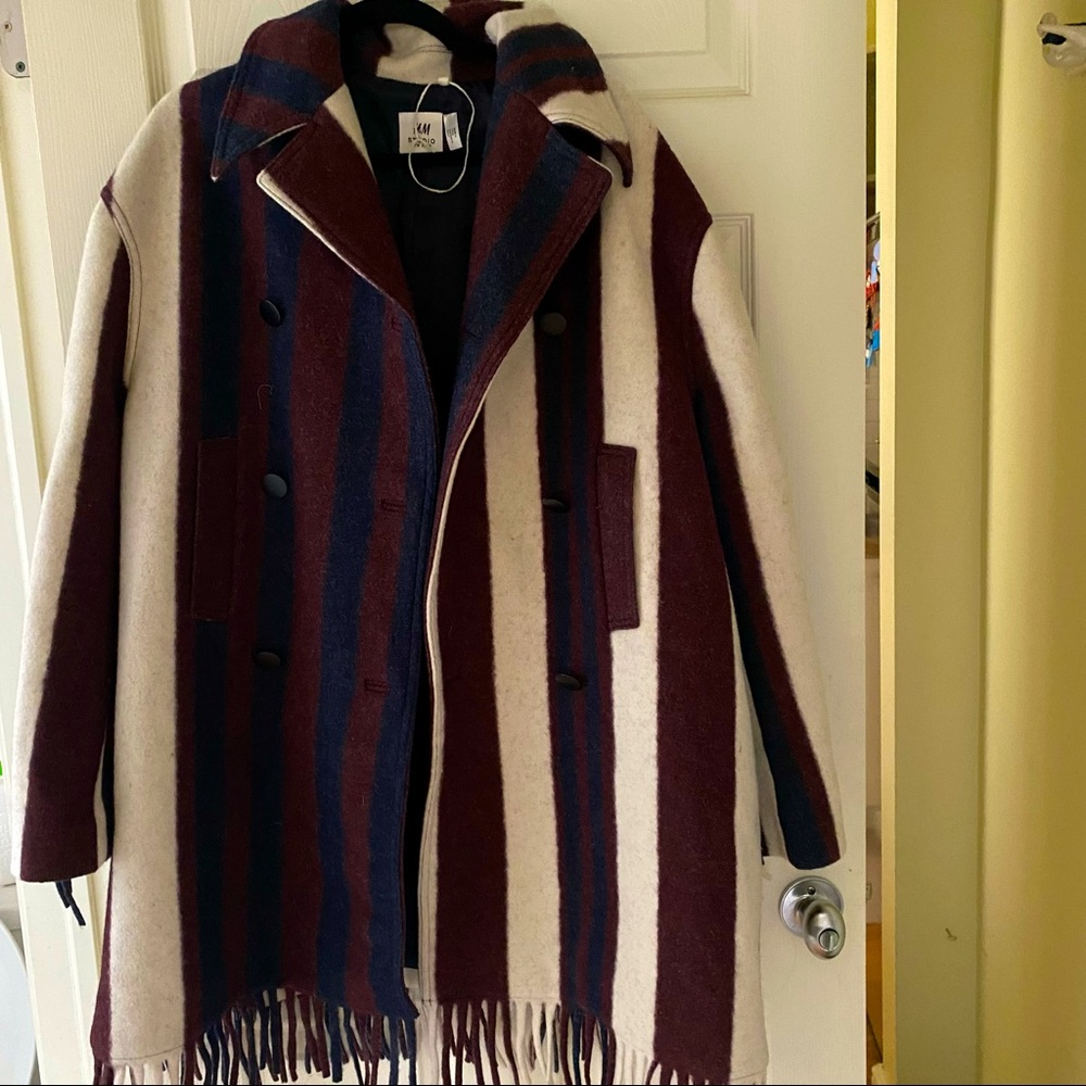 H&M studio fringe coat